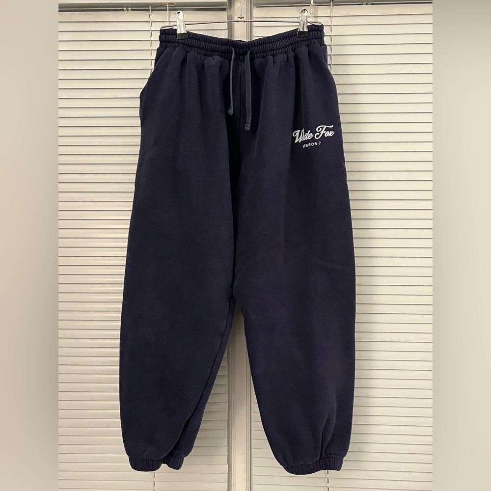 White Fox Navy Logo Jogger Sweatpants